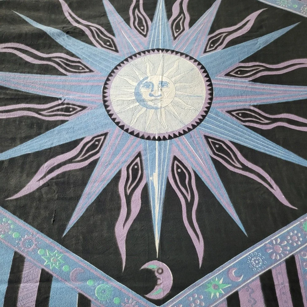 Celestial Sun Moon Stars Blue Purple Black Wall Hanging - Picture 6 of 11